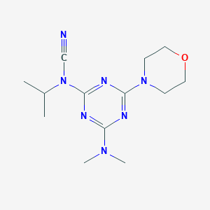 molecular formula C13H21N7O B5258412 [4-(dimethylamino)-6-(4-morpholinyl)-1,3,5-triazin-2-yl]isopropylcyanamide 