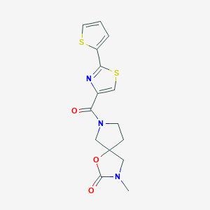 molecular formula C15H15N3O3S2 B5258416 3-methyl-7-{[2-(2-thienyl)-1,3-thiazol-4-yl]carbonyl}-1-oxa-3,7-diazaspiro[4.4]nonan-2-one 