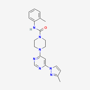 molecular formula C20H23N7O B5258513 N-(2-methylphenyl)-4-[6-(3-methyl-1H-pyrazol-1-yl)-4-pyrimidinyl]-1-piperazinecarboxamide 