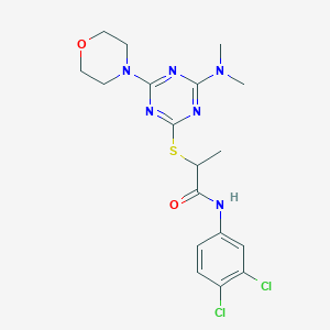 N-(3,4-dichlorophenyl)-2-{[4-(dimethylamino)-6-(4-morpholinyl)-1,3,5-triazin-2-yl]thio}propanamide