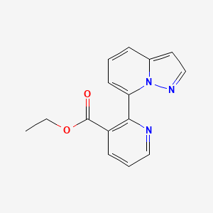 molecular formula C15H13N3O2 B5258535 ethyl 2-pyrazolo[1,5-a]pyridin-7-ylnicotinate 