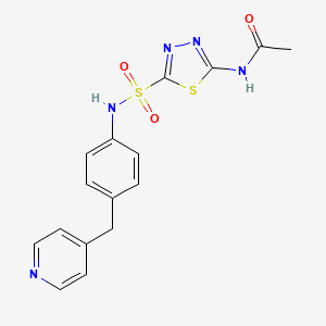 molecular formula C16H15N5O3S2 B5258536 N-[5-({[4-(4-pyridinylmethyl)phenyl]amino}sulfonyl)-1,3,4-thiadiazol-2-yl]acetamide 