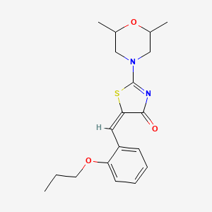 (5E)-2-(2,6-DIMETHYLMORPHOLIN-4-YL)-5-[(2-PROPOXYPHENYL)METHYLIDENE]-4,5-DIHYDRO-1,3-THIAZOL-4-ONE