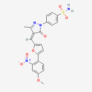 molecular formula C22H18N4O7S B5258561 4-(4-{[5-(4-methoxy-2-nitrophenyl)-2-furyl]methylene}-3-methyl-5-oxo-4,5-dihydro-1H-pyrazol-1-yl)benzenesulfonamide 