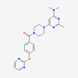 molecular formula C22H25N7O2 B5258579 N,N,2-trimethyl-6-{4-[4-(2-pyrimidinyloxy)benzoyl]-1-piperazinyl}-4-pyrimidinamine 