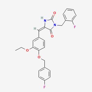 (5E)-5-{3-ethoxy-4-[(4-fluorobenzyl)oxy]benzylidene}-3-(2-fluorobenzyl)imidazolidine-2,4-dione