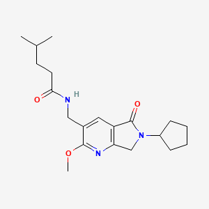 N-[(6-cyclopentyl-2-methoxy-5-oxo-6,7-dihydro-5H-pyrrolo[3,4-b]pyridin-3-yl)methyl]-4-methylpentanamide