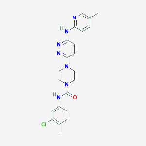 molecular formula C22H24ClN7O B5258831 N-(3-chloro-4-methylphenyl)-4-{6-[(5-methyl-2-pyridinyl)amino]-3-pyridazinyl}-1-piperazinecarboxamide 