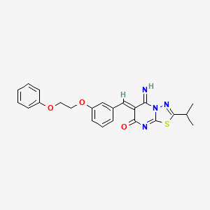 molecular formula C23H22N4O3S B5258871 5-imino-2-isopropyl-6-[3-(2-phenoxyethoxy)benzylidene]-5,6-dihydro-7H-[1,3,4]thiadiazolo[3,2-a]pyrimidin-7-one 