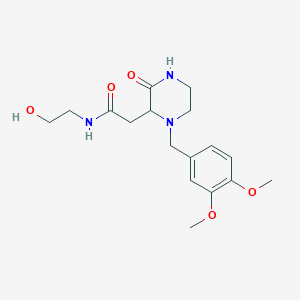 molecular formula C17H25N3O5 B5258928 2-[1-(3,4-dimethoxybenzyl)-3-oxo-2-piperazinyl]-N-(2-hydroxyethyl)acetamide 