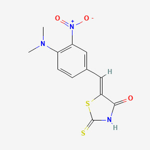 molecular formula C12H11N3O3S2 B5258936 5-[4-(dimethylamino)-3-nitrobenzylidene]-2-thioxo-1,3-thiazolidin-4-one 