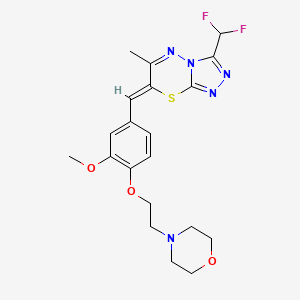 molecular formula C20H23F2N5O3S B5259054 3-(difluoromethyl)-7-{3-methoxy-4-[2-(4-morpholinyl)ethoxy]benzylidene}-6-methyl-7H-[1,2,4]triazolo[3,4-b][1,3,4]thiadiazine 