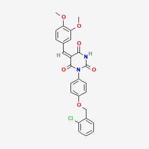 1-{4-[(2-chlorobenzyl)oxy]phenyl}-5-(3,4-dimethoxybenzylidene)-2,4,6(1H,3H,5H)-pyrimidinetrione