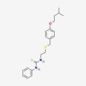 molecular formula C21H28N2OS2 B5259123 N-(2-{[4-(3-methylbutoxy)benzyl]thio}ethyl)-N'-phenylthiourea 