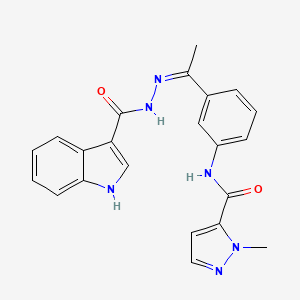 N-{3-[N-(1H-indol-3-ylcarbonyl)ethanehydrazonoyl]phenyl}-1-methyl-1H-pyrazole-5-carboxamide