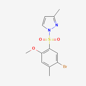 molecular formula C12H13BrN2O3S B5259183 1-[(5-bromo-2-methoxy-4-methylphenyl)sulfonyl]-3-methyl-1H-pyrazole 