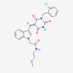 molecular formula C25H23ClN4O5 B5259281 2-(3-{[1-(2-chlorobenzyl)-2,4,6-trioxotetrahydro-5(2H)-pyrimidinylidene]methyl}-1H-indol-1-yl)-N-(2-methoxyethyl)acetamide 