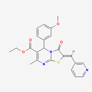 molecular formula C23H21N3O4S B5259321 ethyl 5-(3-methoxyphenyl)-7-methyl-3-oxo-2-(3-pyridinylmethylene)-2,3-dihydro-5H-[1,3]thiazolo[3,2-a]pyrimidine-6-carboxylate 