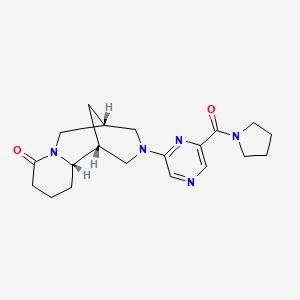 molecular formula C20H27N5O2 B5259373 (1S,5R,11aS)-3-[6-(pyrrolidin-1-ylcarbonyl)pyrazin-2-yl]decahydro-8H-1,5-methanopyrido[1,2-a][1,5]diazocin-8-one 