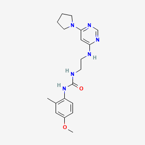 N-(4-methoxy-2-methylphenyl)-N'-(2-{[6-(1-pyrrolidinyl)-4-pyrimidinyl]amino}ethyl)urea