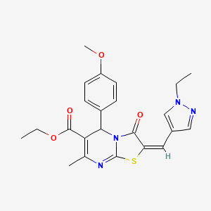 ethyl 2-[(1-ethyl-1H-pyrazol-4-yl)methylene]-5-(4-methoxyphenyl)-7-methyl-3-oxo-2,3-dihydro-5H-[1,3]thiazolo[3,2-a]pyrimidine-6-carboxylate