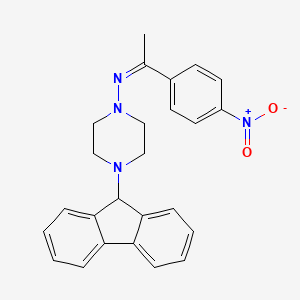 molecular formula C25H24N4O2 B5259492 4-(9H-fluoren-9-yl)-N-[1-(4-nitrophenyl)ethylidene]-1-piperazinamine 