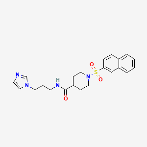 molecular formula C22H26N4O3S B5259497 N-[3-(1H-imidazol-1-yl)propyl]-1-(2-naphthylsulfonyl)piperidine-4-carboxamide 