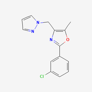 molecular formula C14H12ClN3O B5259509 2-(3-chlorophenyl)-5-methyl-4-(1H-pyrazol-1-ylmethyl)-1,3-oxazole 