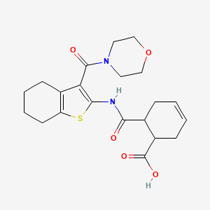 molecular formula C21H26N2O5S B5259652 6-{[3-(Morpholin-4-ylcarbonyl)-4,5,6,7-tetrahydro-1-benzothiophen-2-yl]carbamoyl}cyclohex-3-ene-1-carboxylic acid 