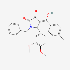 molecular formula C27H25NO5 B5259694 1-benzyl-5-(3,4-dimethoxyphenyl)-3-hydroxy-4-(4-methylbenzoyl)-1,5-dihydro-2H-pyrrol-2-one 