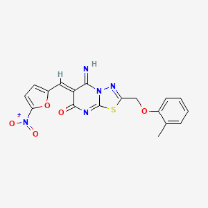 molecular formula C18H13N5O5S B5259695 5-imino-2-[(2-methylphenoxy)methyl]-6-[(5-nitro-2-furyl)methylene]-5,6-dihydro-7H-[1,3,4]thiadiazolo[3,2-a]pyrimidin-7-one 