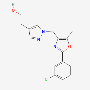 molecular formula C16H16ClN3O2 B5259755 2-(1-{[2-(3-chlorophenyl)-5-methyl-1,3-oxazol-4-yl]methyl}-1H-pyrazol-4-yl)ethanol 