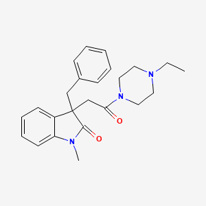 molecular formula C24H29N3O2 B5259773 3-benzyl-3-[2-(4-ethylpiperazin-1-yl)-2-oxoethyl]-1-methyl-1,3-dihydro-2H-indol-2-one 