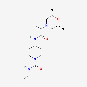 molecular formula C17H32N4O3 B5259777 4-({2-[(2R*,6S*)-2,6-dimethylmorpholin-4-yl]propanoyl}amino)-N-ethylpiperidine-1-carboxamide 