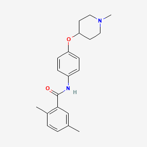 molecular formula C21H26N2O2 B5259813 2,5-dimethyl-N-{4-[(1-methyl-4-piperidinyl)oxy]phenyl}benzamide 