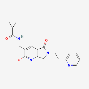 molecular formula C20H22N4O3 B5259834 N-{[2-methoxy-5-oxo-6-(2-pyridin-2-ylethyl)-6,7-dihydro-5H-pyrrolo[3,4-b]pyridin-3-yl]methyl}cyclopropanecarboxamide 