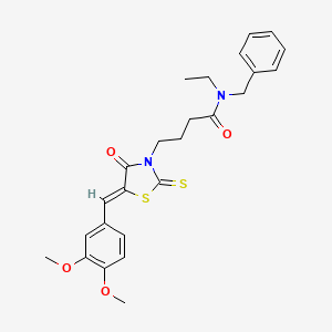 molecular formula C25H28N2O4S2 B5259878 N-benzyl-4-[5-(3,4-dimethoxybenzylidene)-4-oxo-2-thioxo-1,3-thiazolidin-3-yl]-N-ethylbutanamide 