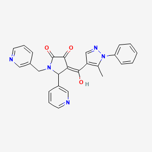 (4E)-4-[hydroxy-(5-methyl-1-phenylpyrazol-4-yl)methylidene]-5-pyridin-3-yl-1-(pyridin-3-ylmethyl)pyrrolidine-2,3-dione