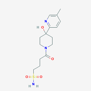 molecular formula C15H23N3O4S B5260038 4-[4-hydroxy-4-(5-methylpyridin-2-yl)piperidin-1-yl]-4-oxobutane-1-sulfonamide 