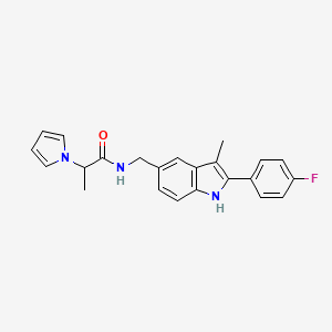 N-{[2-(4-fluorophenyl)-3-methyl-1H-indol-5-yl]methyl}-2-(1H-pyrrol-1-yl)propanamide