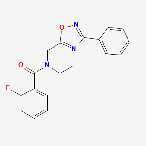 N-ethyl-2-fluoro-N-[(3-phenyl-1,2,4-oxadiazol-5-yl)methyl]benzamide