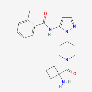 molecular formula C21H27N5O2 B5260184 N-(1-{1-[(1-aminocyclobutyl)carbonyl]-4-piperidinyl}-1H-pyrazol-5-yl)-2-methylbenzamide hydrochloride 