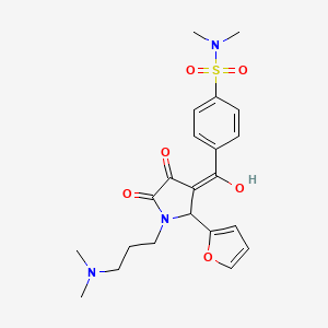 molecular formula C22H27N3O6S B5260192 4-{1-[3-(DIMETHYLAMINO)PROPYL]-2-(FURAN-2-YL)-4-HYDROXY-5-OXO-2,5-DIHYDRO-1H-PYRROLE-3-CARBONYL}-N,N-DIMETHYLBENZENE-1-SULFONAMIDE 