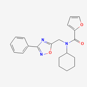 molecular formula C20H21N3O3 B5260200 N-cyclohexyl-N-[(3-phenyl-1,2,4-oxadiazol-5-yl)methyl]-2-furamide 