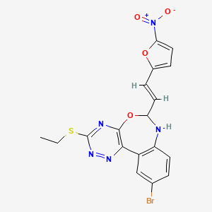 molecular formula C18H14BrN5O4S B5260214 10-bromo-3-(ethylthio)-6-[2-(5-nitro-2-furyl)vinyl]-6,7-dihydro[1,2,4]triazino[5,6-d][3,1]benzoxazepine 