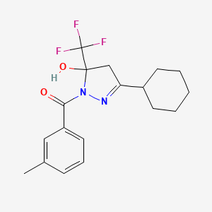 3-cyclohexyl-1-(3-methylbenzoyl)-5-(trifluoromethyl)-4,5-dihydro-1H-pyrazol-5-ol