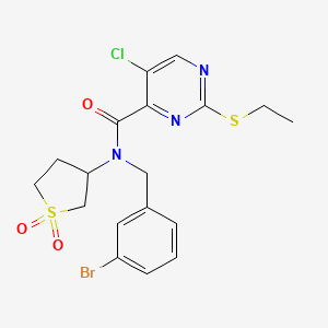 molecular formula C18H19BrClN3O3S2 B5260481 N-(3-bromobenzyl)-5-chloro-N-(1,1-dioxidotetrahydro-3-thienyl)-2-(ethylthio)-4-pyrimidinecarboxamide 