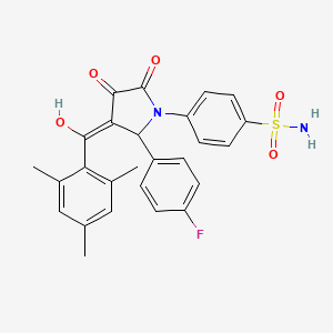 molecular formula C26H23FN2O5S B5260621 4-[(3Z)-2-(4-fluorophenyl)-3-[hydroxy-(2,4,6-trimethylphenyl)methylidene]-4,5-dioxopyrrolidin-1-yl]benzenesulfonamide 