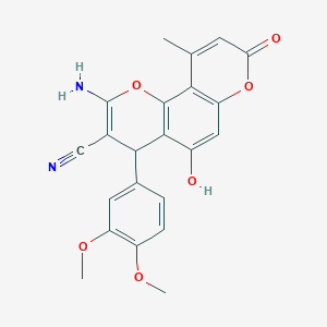 2-amino-4-(3,4-dimethoxyphenyl)-5-hydroxy-10-methyl-8-oxo-4H-pyrano[2,3-h]chromene-3-carbonitrile