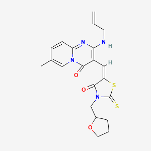 molecular formula C21H22N4O3S2 B5260662 2-(allylamino)-7-methyl-3-{[4-oxo-3-(tetrahydro-2-furanylmethyl)-2-thioxo-1,3-thiazolidin-5-ylidene]methyl}-4H-pyrido[1,2-a]pyrimidin-4-one 